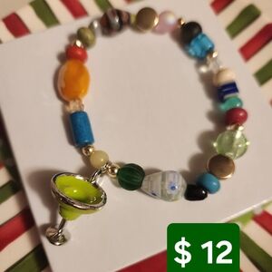 Colorful Beaded Bracelet with Charm